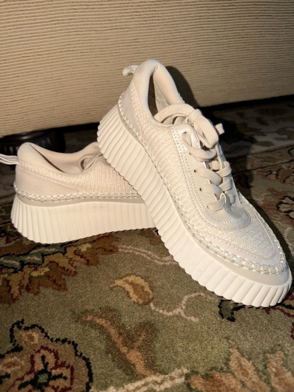 Dolce Vita Cream Platform Lace-Up Sneakers